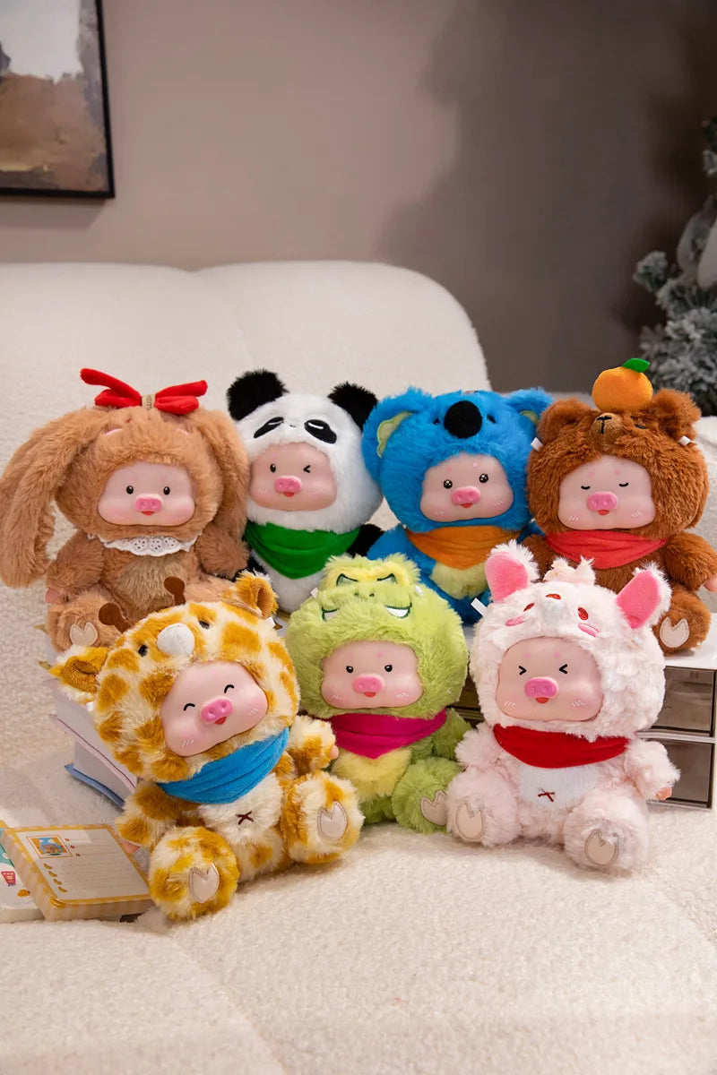 Adorable Pig Plush in Orange Giraffe Costume - Image 7