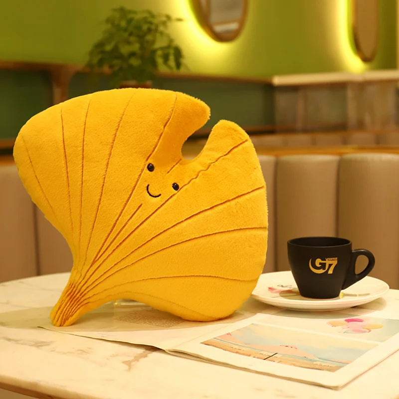 Cute Leaf Plush Pillow with Happy Faces - Image 8