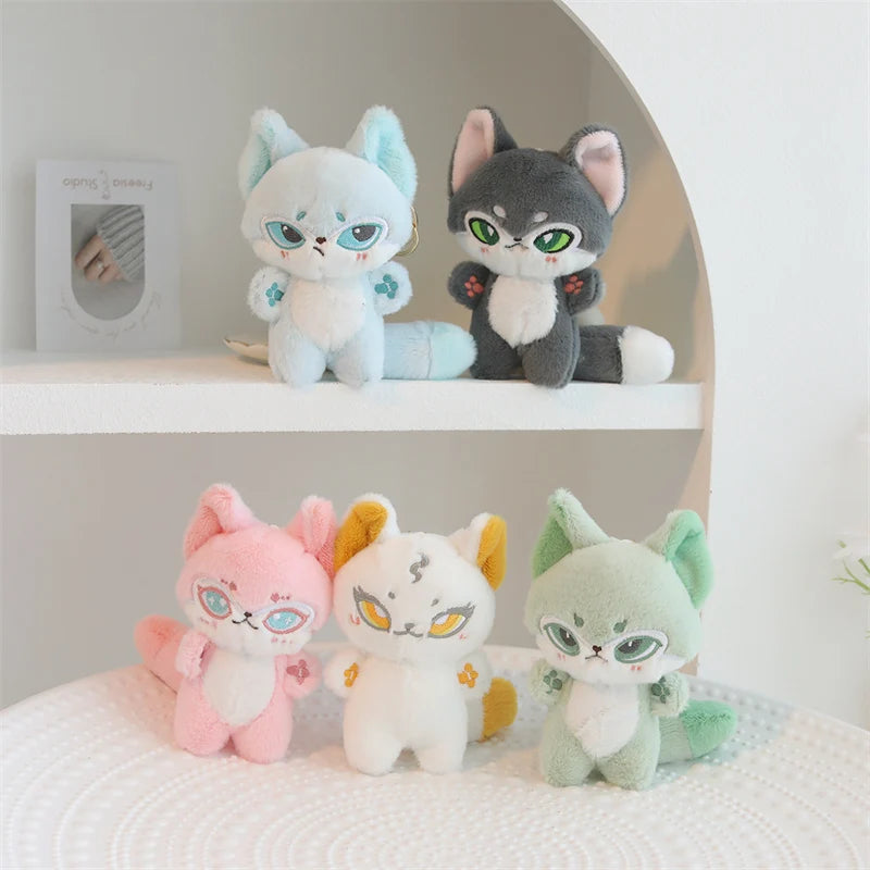 Dark Grey Fox Plush Toy with Green Eyes - Image 3