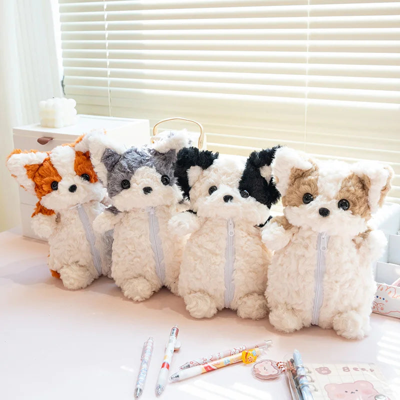 Fluffy Brown and Cream Puppy Pencil Case - Image 6