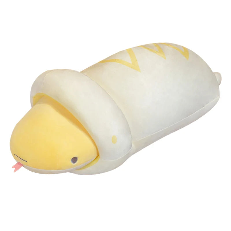 Cute White Snake Plush Pillow with Yellow Zigzags - Image 10