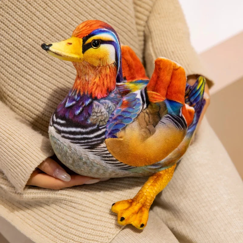 Kissing Mandarin & Mallard Realistic Duck Plush Pair - Image 3