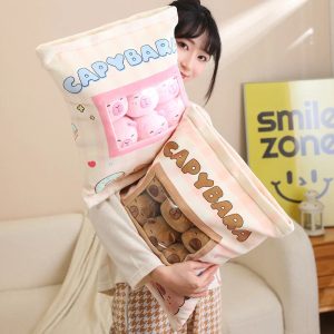 Kawaii Capybara Plush Bag with Mini Plushes
