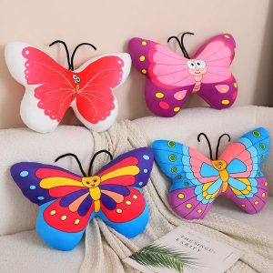 Vibrant Butterfly Plush Pillow with Antennas