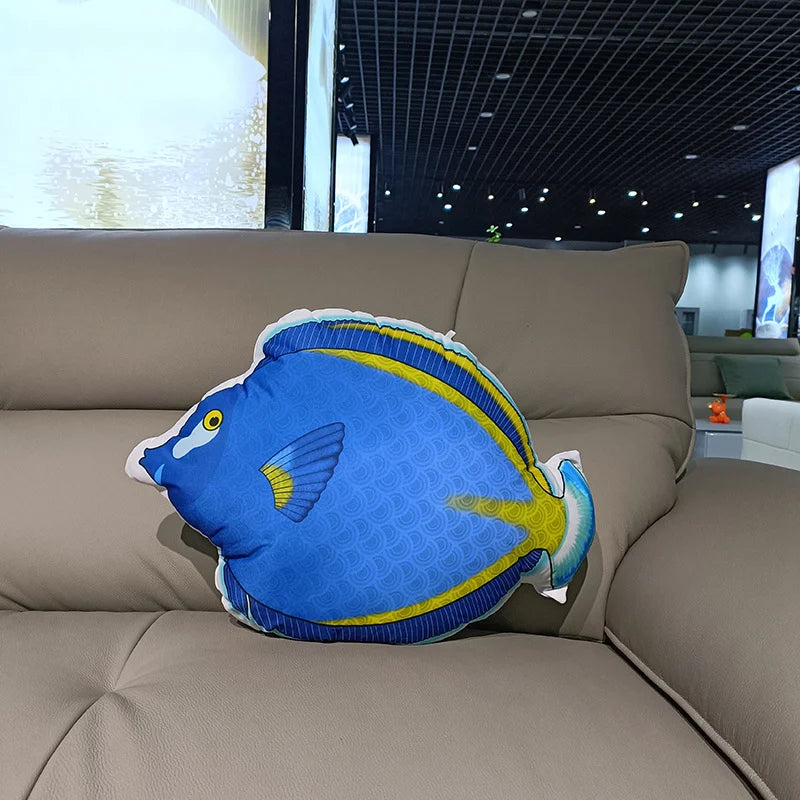 Soft Plush Fish Pillow with Colorful Marine Design - Image 8