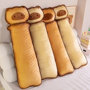 Cute Cat Face Long Toast Plush Pillow