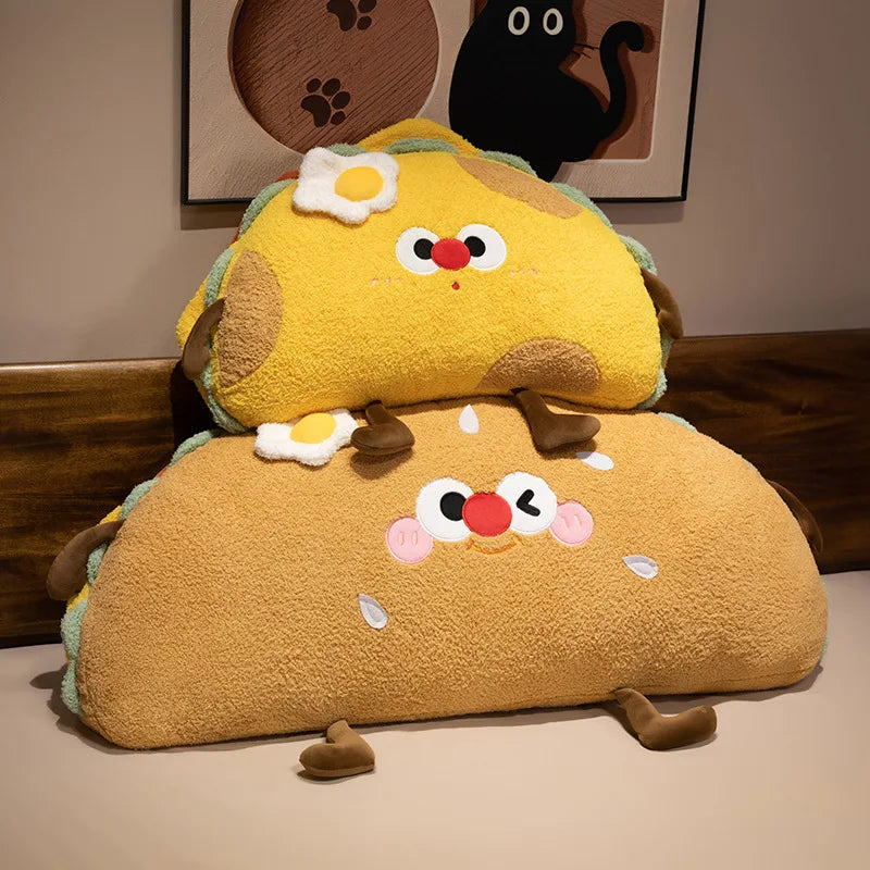Kawaii Taco Plush Pillow with Fried Egg