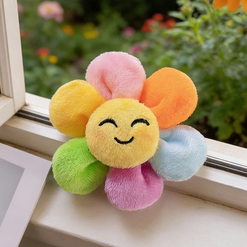 Cute Pastel Smiling Flower Plush Keychain - Image 14