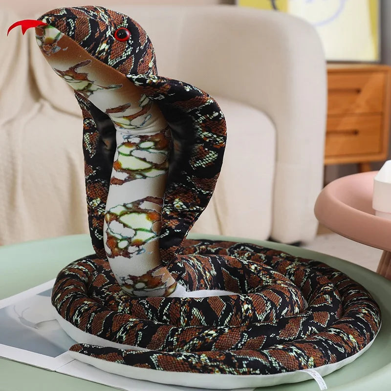 Realistic Brown Cobra and Green Coiled Snake Plush - Image 6