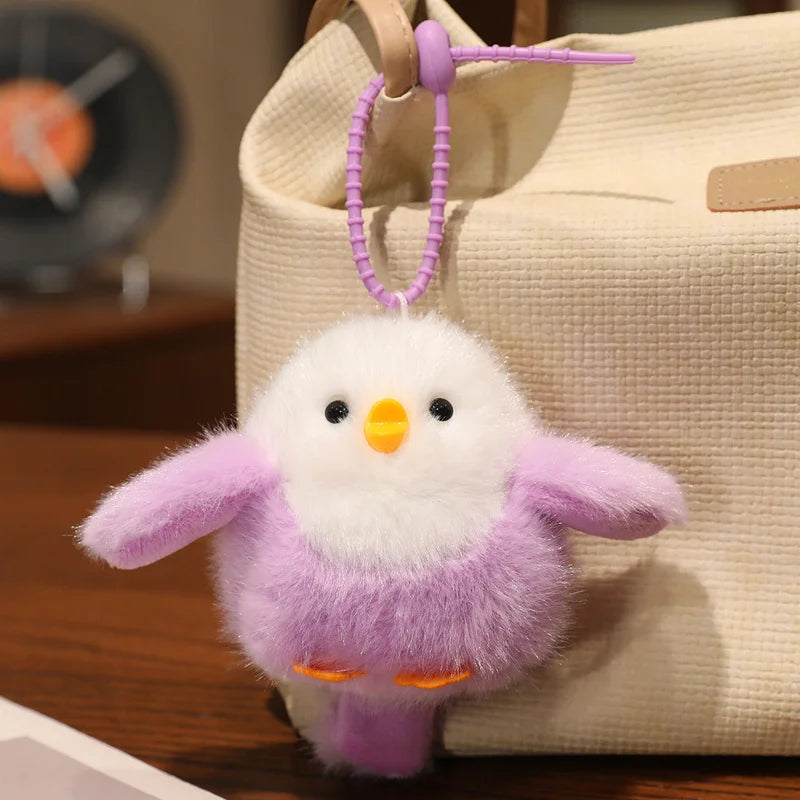 Vibrant Fluffy Bird Plush Keychain - Image 8