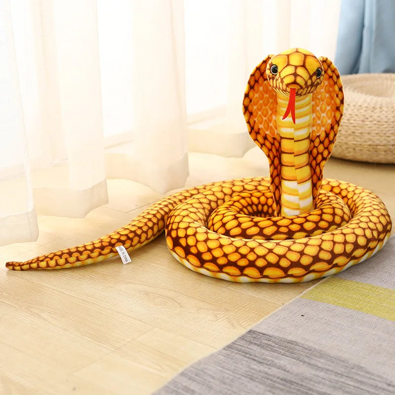 Cute White Snake Plush Pillow with Yellow Zigzags - Image 7