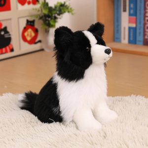Realistic Black and White Border Collie Plush