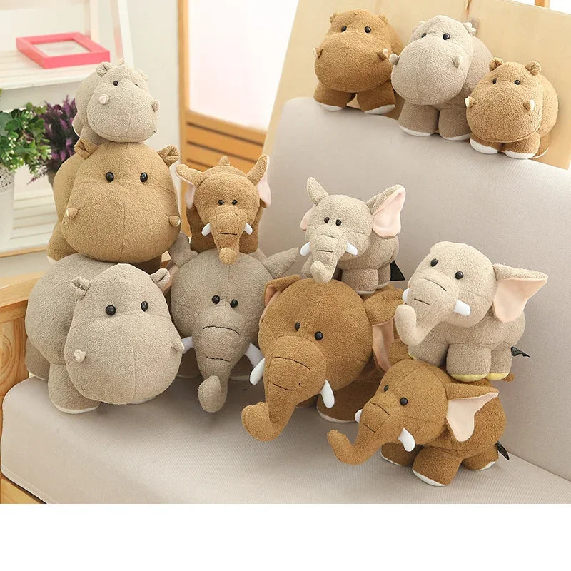 Chubby Safari Animal Plush Toy in Earth Tones