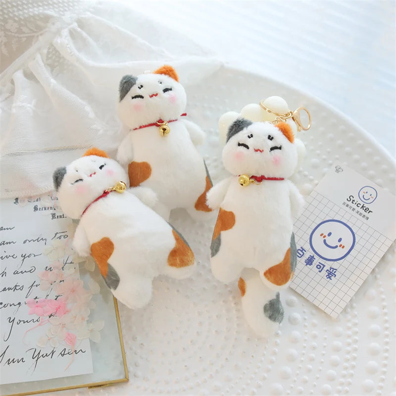 Kawaii Chubby Calico Cat Plushie with Bell - Image 5