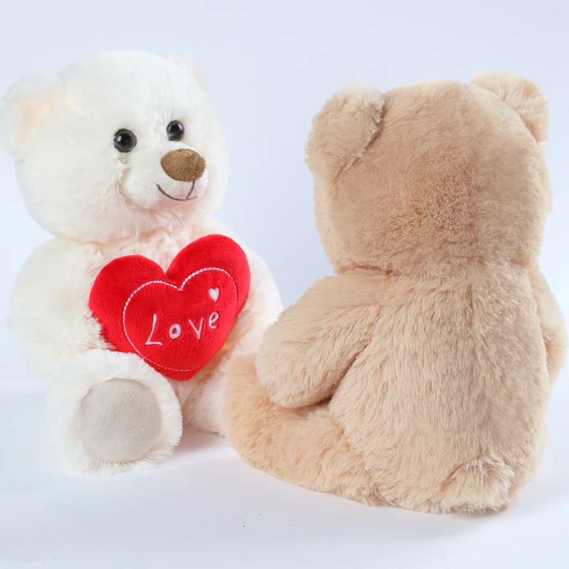 Soft Tan Plush Teddy Bear with Red 'Love' Heart - Image 4