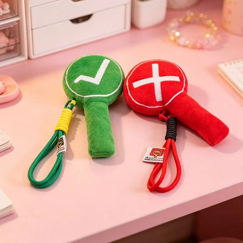 Plush Checkmark and X Sign Keychain Set