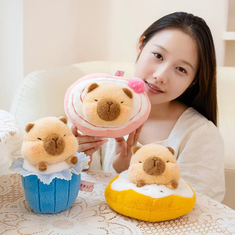 Cute Pink Swiss Roll Bear Plushie with Strawberry - Image 5