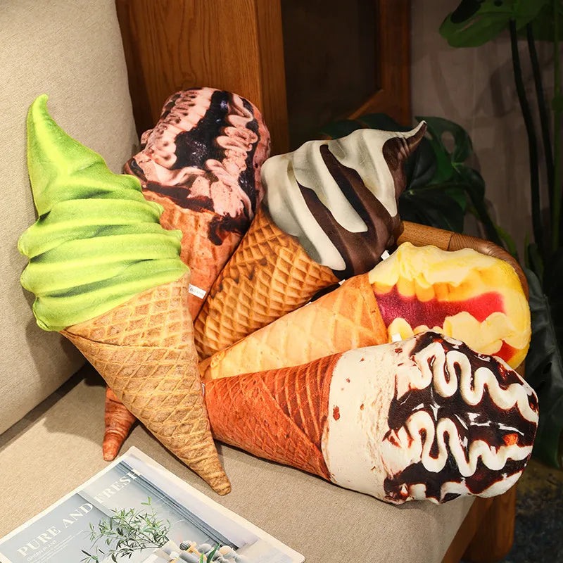 Realistic Ice Cream Cone Plush Pillow - Image 3