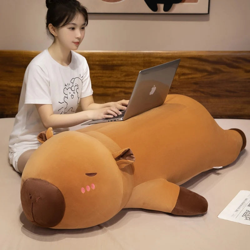 Long Brown Plush Animal Body Pillow - Image 3