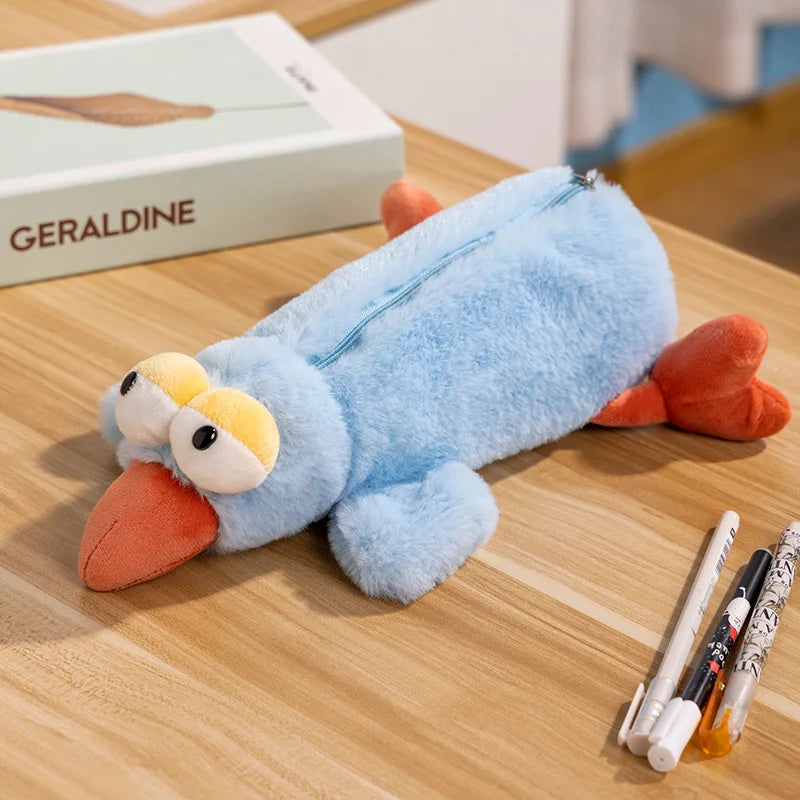 Soft Grey Plush Ferret Pencil Case - Image 11