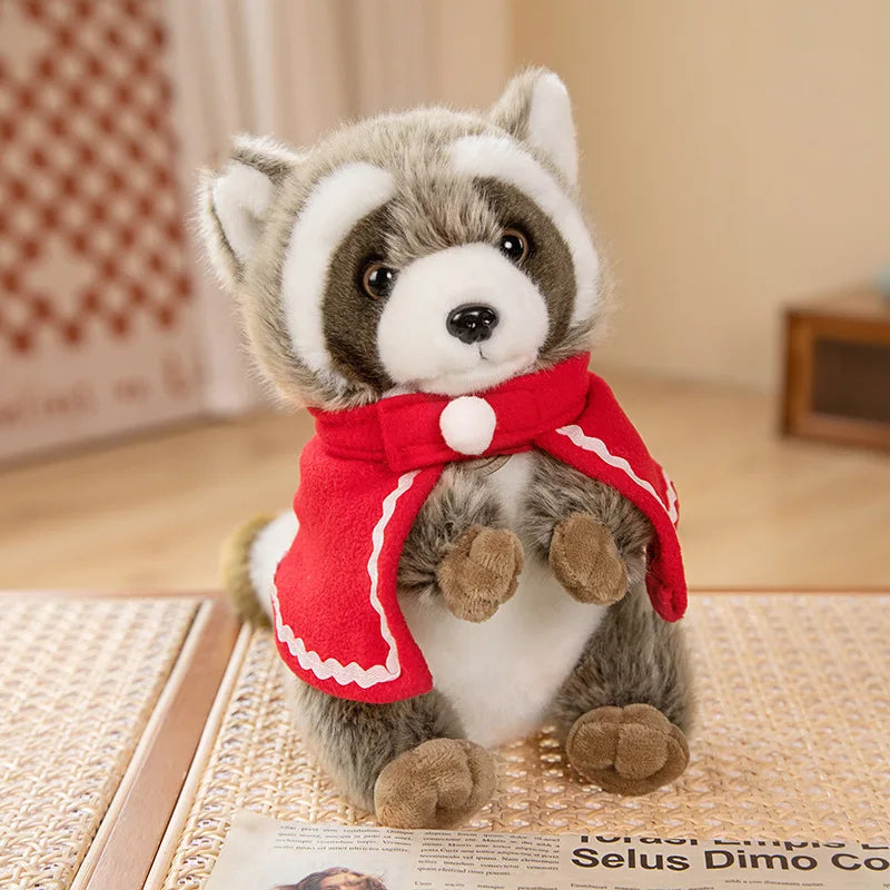 Cute Grey Plush Raccoon with Red Cape - Image 7