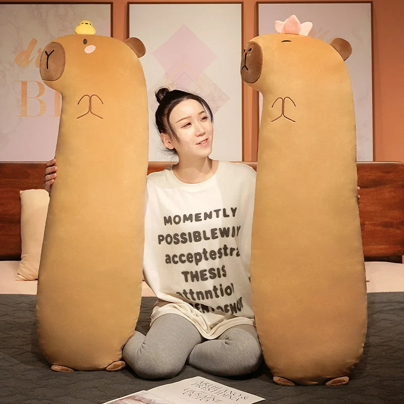Cute Fluffy Sleepping Pillow Capybara Plush Doll Kawaii Long Capybara Stuffed Toy Stuffed Animals Birthday Gift Home Decor - Image 5