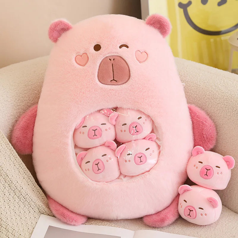 Chubby Plush Bear with Clear Pocket & Mini Bears - Image 8