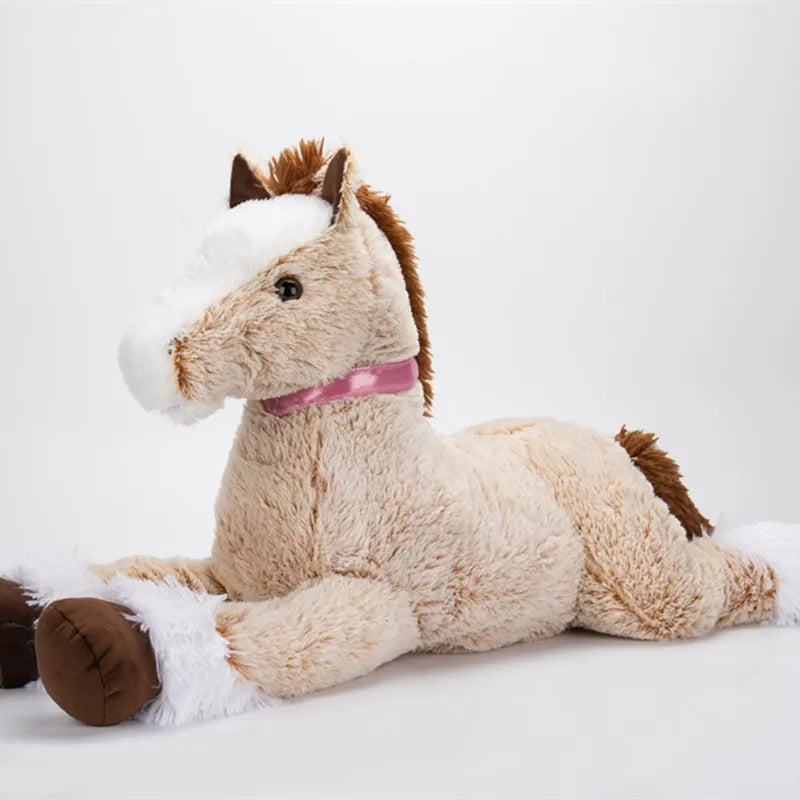 Oversized Lying Down Plush Horse with Pink Collar - Image 2