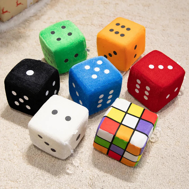 Fuzzy Plush Car Dice and Rubik's Cube Ornaments - Image 5