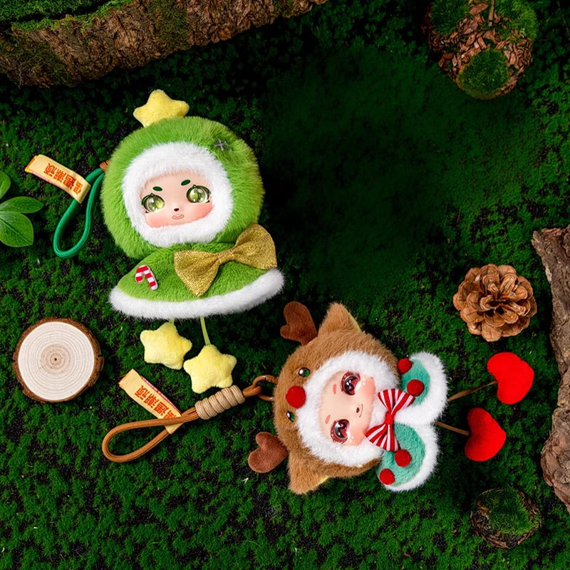 Cute Reindeer Plush Keychain with Green Cape & Heart - Image 5