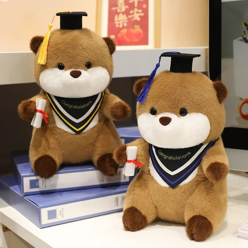 Brown Plush Graduation Bear with Cap and Diploma - Image 5