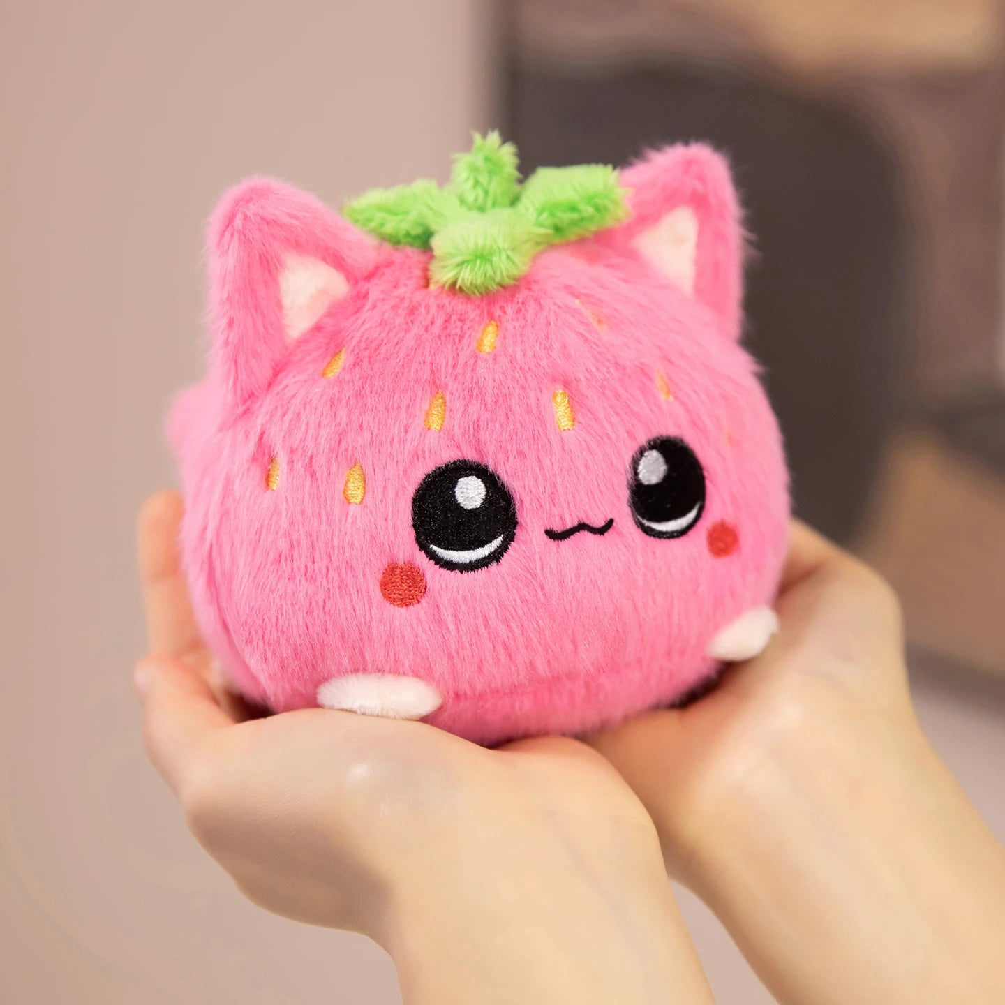 Kawaii Pink Strawberry Cat Plush Toy - Image 5