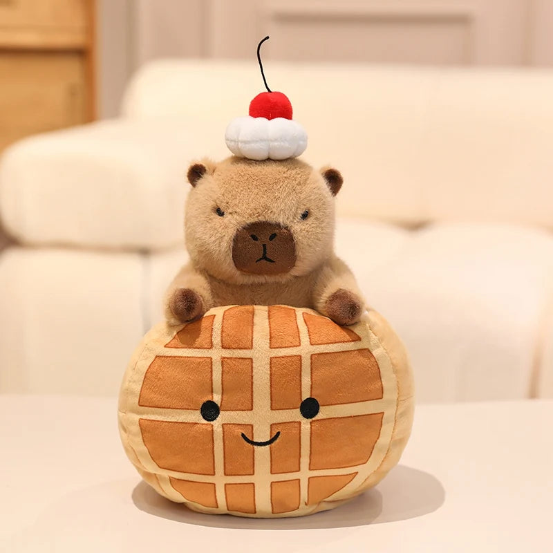 Plush Capybara with Cherry Hat and Dessert Bed - Image 8