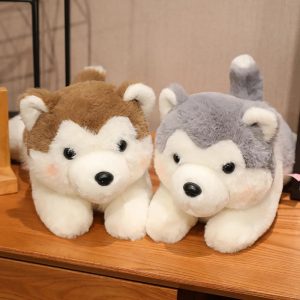 Fluffy Husky Puppy Plush Toy with Rosy Cheeks