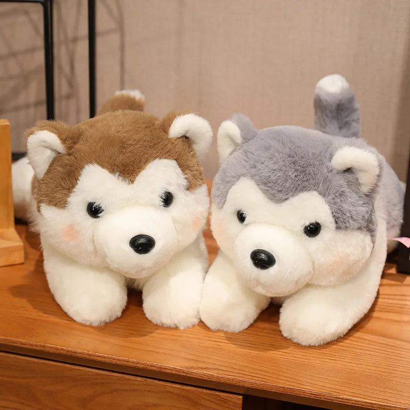 Fluffy Husky Puppy Plush Toy with Rosy Cheeks