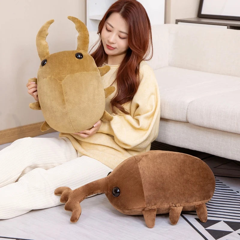 Soft Rhinoceros Beetle Plush Toy, Brown or Tan - Image 3