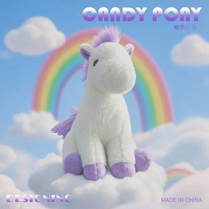 White Plush Pony with Orange Mane and Red Hooves - Image 3
