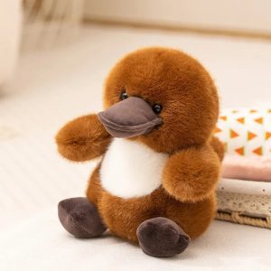 Adorable Brown Platypus Plushie with White Belly