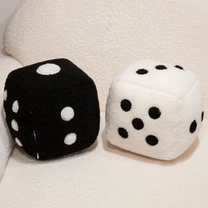 Novelty Black and White Plush Dice Pillow