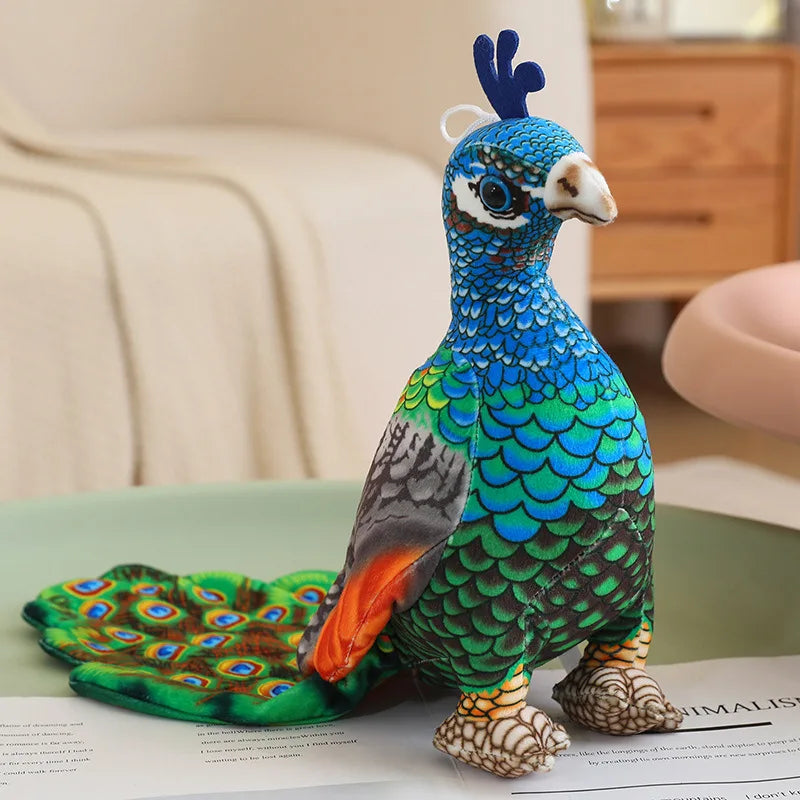 Vibrant Peacock Plush Toy with Fanned Tail - Image 7