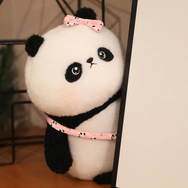 Chubby Panda Plush with Pink Bow and Mini Purse - Image 2