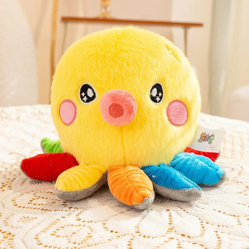 Pink Octopus Plush with Rosy Cheeks and Colorful Legs - Image 6