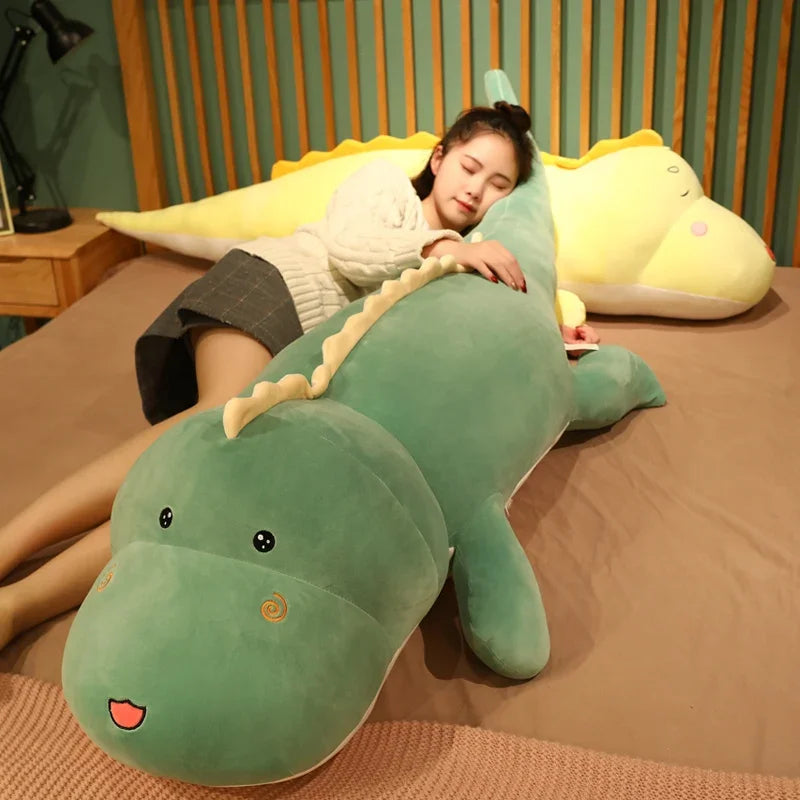 Giant Cute Mint Green Dinosaur Plush Pillow - Image 2