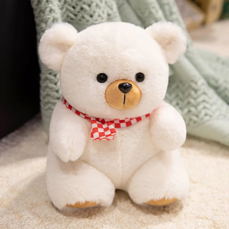 Cute Plush Teddy Bear with Checkered Scarf - Image 8