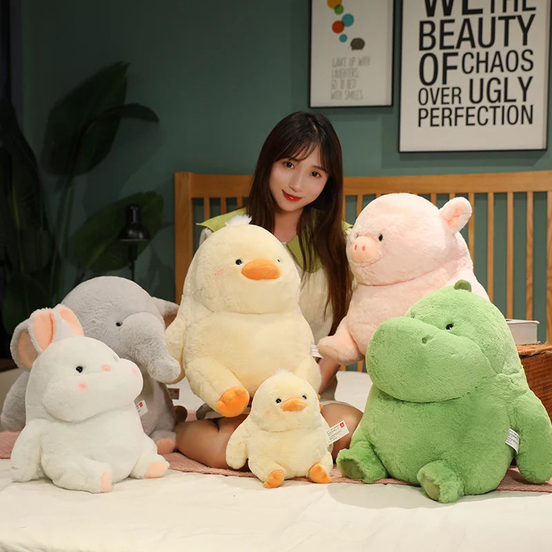 Cute Light Grey Sitting Plush Elephant - Image 2