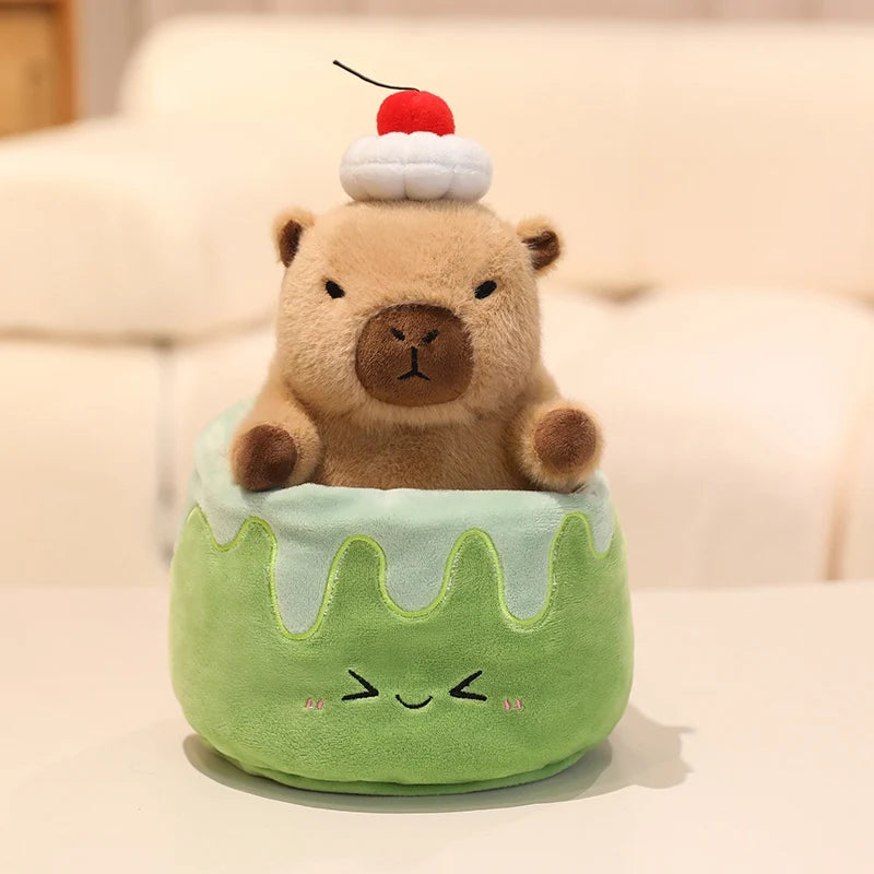 Plush Capybara with Cherry Hat and Dessert Bed - Image 9