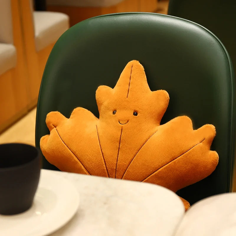 Cute Leaf Plush Pillow with Happy Faces - Image 5