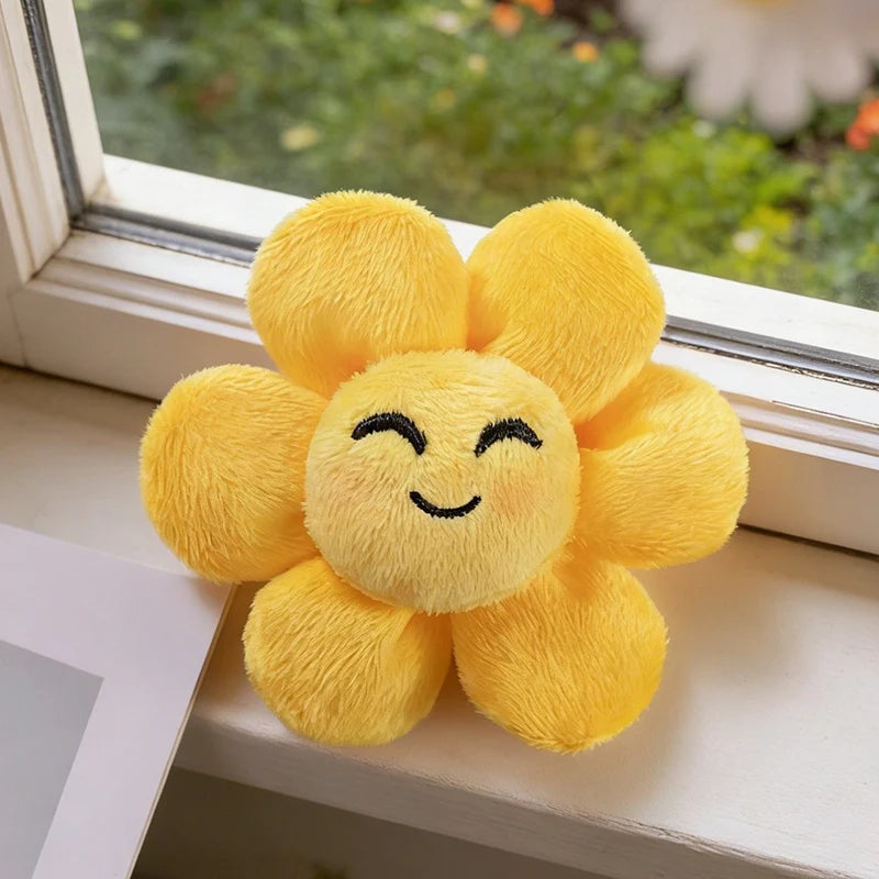 Cute Pastel Smiling Flower Plush Keychain - Image 12
