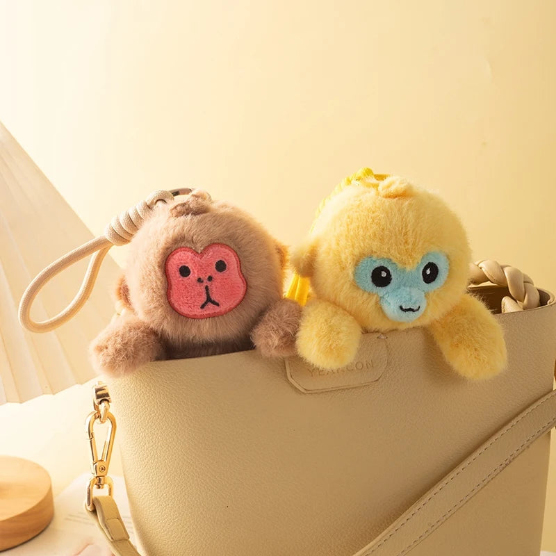 Cute Black Gibbon Plush Keychain - Image 6