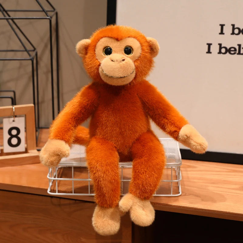 Sweet Fuzzy Brown and Orange Monkey Plush Toy - Image 7